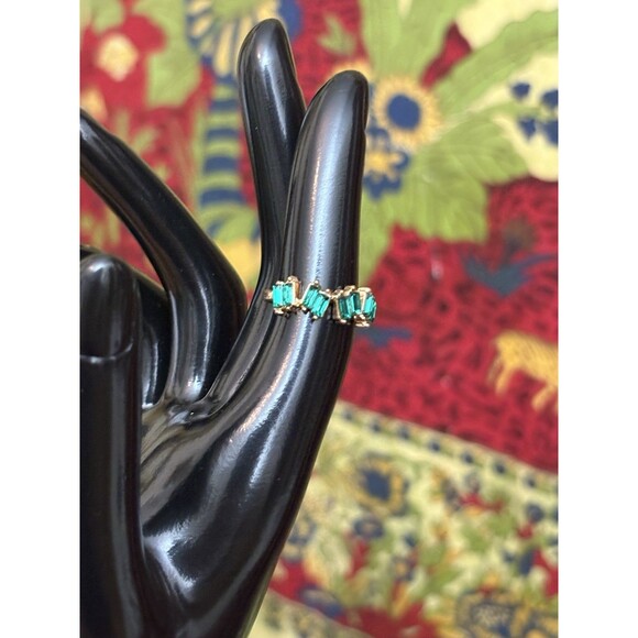 10K Gold Unique Emerald Ring Size 6 Vintage - Picture 6 of 8